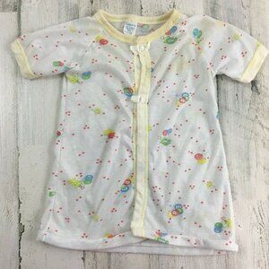 Vtg Curity Baby Top Jacket Yellow Balloons Boys Girls Stained 1980s